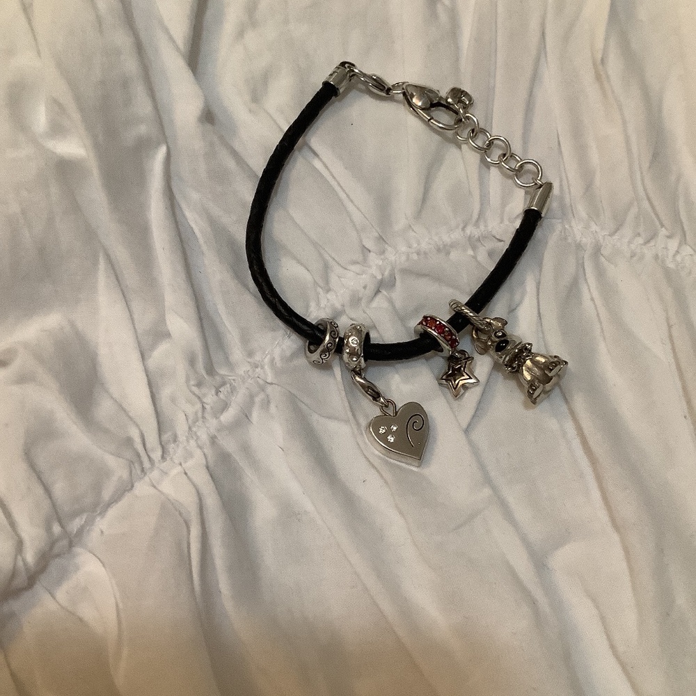 Brighton Black Leather Charm Bracelet with 4 Charms